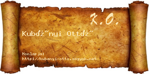 Kubányi Ottó névjegykártya